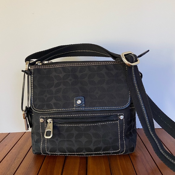 Fossil Bags Fossil Signature Canvas Marlow Leather Crossbody Bag